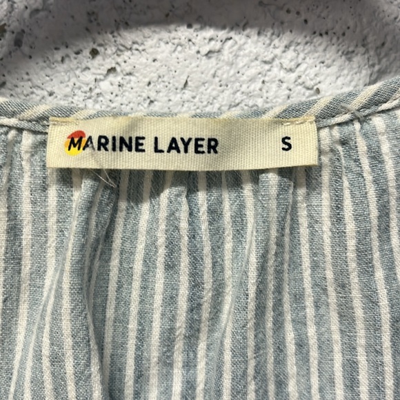 Marine Layer Top Chambray Blue Striped Linen Blend Sleeveless V-Neck Tank Small - Picture 4 of 8